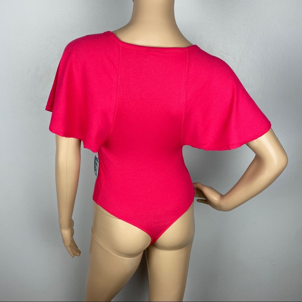 NEW FREE PEOPLE RIBBED FLUTTER SLEEVE BODYSUIT - Picture 8 of 9